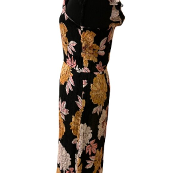 Billabong Girls Black Crinkled Floral Patterned Sleeveless Maxi Sundress - Picture 4 of 6